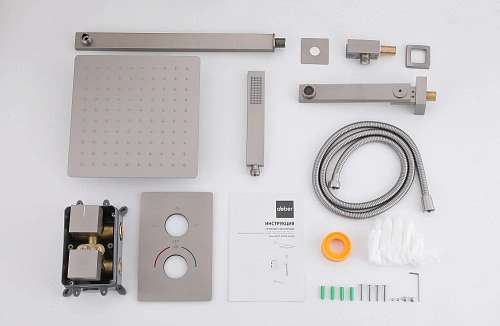 Душевая система ABBER Daheim AF8250SP скрытого монтажа с изливом, термостат, сатин Душевая система ABBER Daheim AF8250SP скрытого монтажа с изливом, термостат, сатин