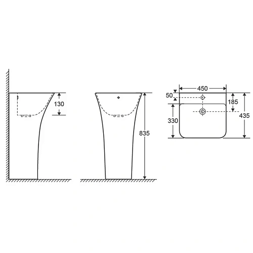 Раковина Ceruttispa LUCA CT7283 450x435x835 напольная Раковина Ceruttispa LUCA CT7283 450x435x835 напольная