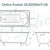 Ванна чугунная Delice Fusion 170х70 DLR230647-AS с антискользящим покрытием Ванна чугунная Delice Fusion 170х70 DLR230647-AS с антискользящим покрытием
