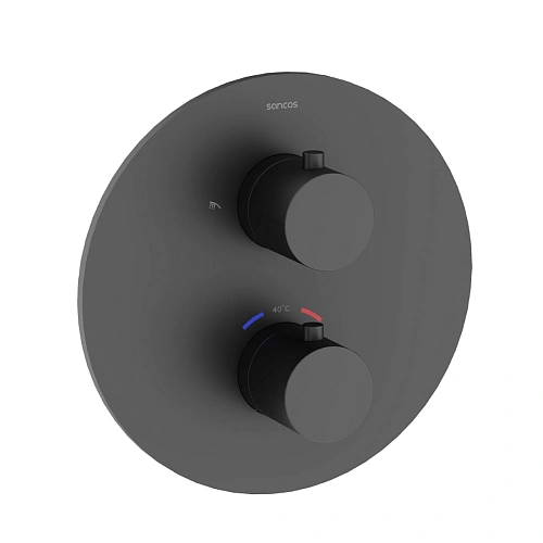 Душевая система Sancos Etna SC9010MB с термостатом, с внутренней частью, черный матовый Душевая система Sancos Etna SC9010MB с термостатом, с внутренней частью, черный матовый