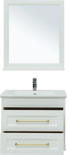 Комплект мебели Aquanet Бостон М 80 белый ручки золото, раковина Бостон 00281193 Комплект мебели Aquanet Бостон М 80 белый ручки золото, раковина Бостон 00281193