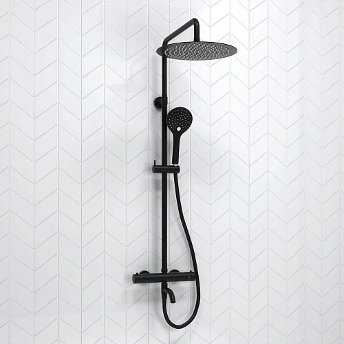 Душевая система WasserKRAFT A288.160.078.BM Thermo с термостатом черный Душевая система WasserKRAFT A288.160.078.BM Thermo с термостатом черный