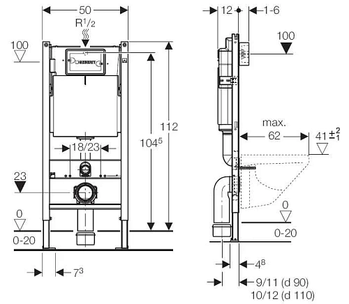 Инсталляция для унитаза GEBERIT Duofix Basic UP100 111.153.00.1 Инсталляция для унитаза GEBERIT Duofix Basic UP100 111.153.00.1