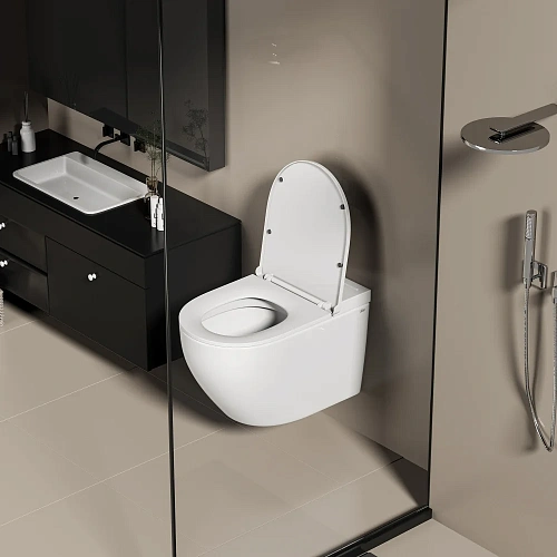 Унитаз подвесной ABBER Bequem AC1126P белый с импульсным смывом Унитаз подвесной ABBER Bequem AC1126P белый с импульсным смывом