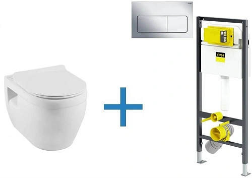 Комплект унитаза с инсталляцией Aquanet Rimless Glide-W CL-11042 (инсталляция Viega Prevista Dry 852 Glide-W + 792824 Комплект унитаза с инсталляцией Aquanet Rimless Glide-W CL-11042 (инсталляция Viega Prevista Dry 852 Glide-W + 792824