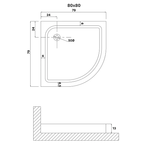 Душевой поддон Niagara Eco NG-P8080-14 (80x80x13) пластик, четверть круга, цвет белый Душевой поддон Niagara Eco NG-P8080-14 (80x80x13) пластик, четверть круга, цвет белый