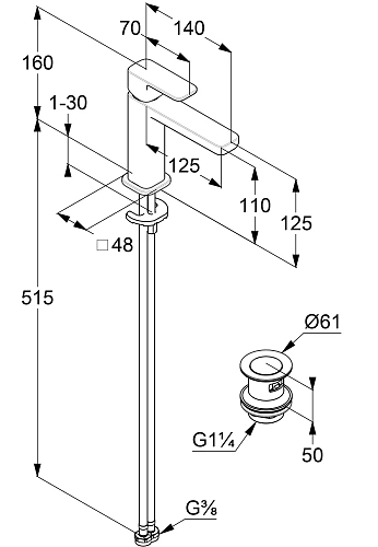Смеситель для раковины Kludi RENON 42288N075 брашированное золото Смеситель для раковины Kludi RENON 42288N075 брашированное золото