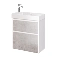 Тумба под раковину DREJA SLIM, 65 см, подвесная/напольная, 2 ящика, белый глянец / бетон 99.0503 Тумба под раковину DREJA SLIM, 65 см, подвесная/напольная, 2 ящика, белый глянец / бетон 99.0503