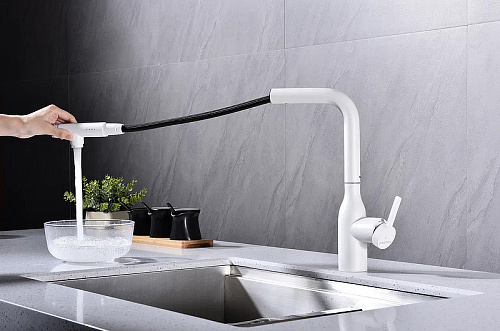 Смеситель для кухни Paulmark VIPER белый матовый Vi213105-WH Смеситель для кухни Paulmark VIPER белый матовый Vi213105-WH