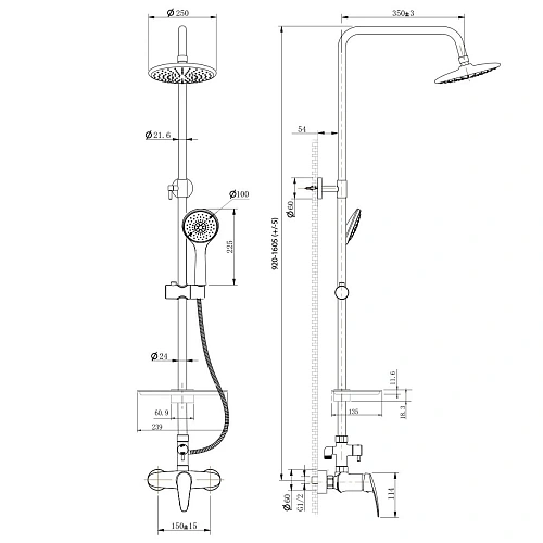 Душевая система Lemark Linara LM0460C с регулируемой высотой штанги, хром Душевая система Lemark Linara LM0460C с регулируемой высотой штанги, хром