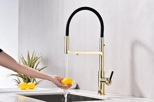 Смеситель для кухни Paulmark Tornado золото To213402-G Смеситель для кухни Paulmark Tornado золото To213402-G