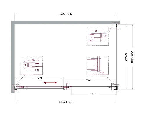 Душевой уголок BelBagno SOFT_CLOSE-1-AH-1-140/90-C-GM 140x90 см, профиль оружейная сталь, стекло прозрачное Душевой уголок BelBagno SOFT_CLOSE-1-AH-1-140/90-C-GM 140x90 см, профиль оружейная сталь, стекло прозрачное