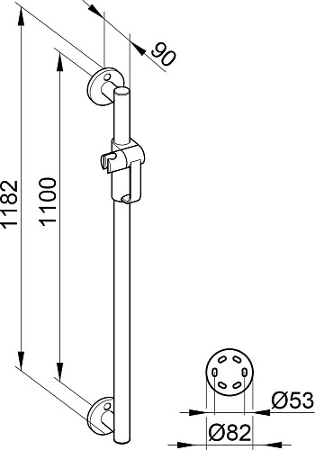 Душевая штанга Keuco Plan Care 34912011100, 1182 мм, хром Душевая штанга Keuco Plan Care 34912011100, 1182 мм, хром