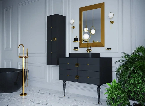 Шкаф-пенал Armadi Art Piazza 844-BG черный+золото без ножек Шкаф-пенал Armadi Art Piazza 844-BG черный+золото без ножек