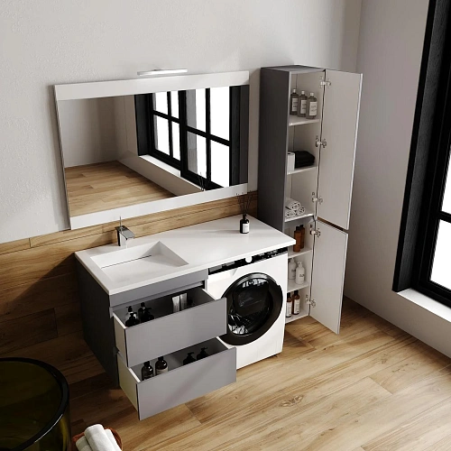 Тумба под раковину Style Line Даллас ЛЕОН 120 Люкс серая, PLUS подвесная СС-00002451 Тумба под раковину Style Line Даллас ЛЕОН 120 Люкс серая, PLUS подвесная СС-00002451