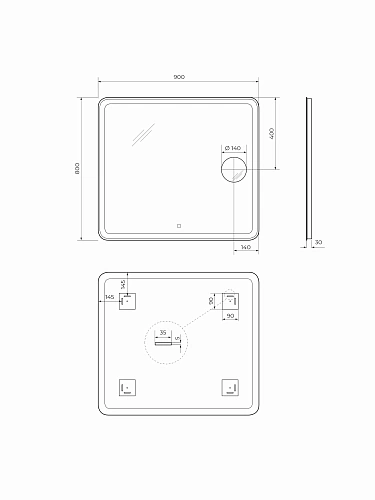 Зеркало BelBagno SPC-MAR-900-800-LED-TCH-LNZ с подсветкой и встроенной линзой 3-х кратного увеличения Зеркало BelBagno SPC-MAR-900-800-LED-TCH-LNZ с подсветкой и встроенной линзой 3-х кратного увеличения