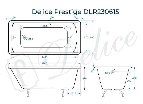 Ванна чугунная Delice Prestige 170х80 DLR230615 Ванна чугунная Delice Prestige 170х80 DLR230615