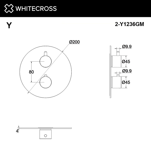 Смеситель для ванны WHITECROSS 2-Y1236GM оружейная сталь внешняя часть на 2 потребителя Смеситель для ванны WHITECROSS 2-Y1236GM оружейная сталь внешняя часть на 2 потребителя