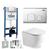 Картинка анонса товара «комплект унитаза timo kulo twc-01+fp-002+tk-403 белый с инсталляцией, клавишей смыва soli хромированная с шумоизоляцией и креплениями»