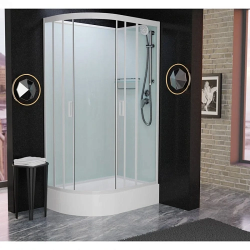 Душевая кабина Frank F412/1R М правосторонняя White без крыши белый профиль матовое стекло 120x80 20 20031 Душевая кабина Frank F412/1R М правосторонняя White без крыши белый профиль матовое стекло 120x80 20 20031