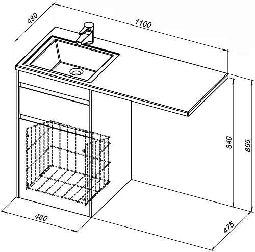Тумба под раковину Aquanet Токио 48 белый (напольная, 1 ящик) 00239289 Тумба под раковину Aquanet Токио 48 белый (напольная, 1 ящик) 00239289