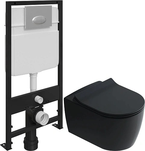 Комплект Унитаз подвесной STWORKI Ноттвиль SETK3104-2616 безободковый, с микролифтом, черный + Систе 587757 Комплект Унитаз подвесной STWORKI Ноттвиль SETK3104-2616 безободковый, с микролифтом, черный + Систе 587757