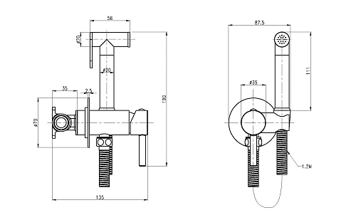 Гигиенический душ CEZARES CZR-SET-DA1-ID2-FMM120-01 хром со ом и держателелем, шланг металлизированный 120 см Гигиенический душ CEZARES CZR-SET-DA1-ID2-FMM120-01 хром со ом и держателелем, шланг металлизированный 120 см