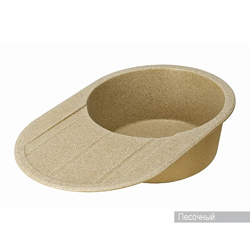 Кухонная мойка Aquaton Амира 1A712932AI220 из литого мрамора, круглая, с крылом песочная Кухонная мойка Aquaton Амира 1A712932AI220 из литого мрамора, круглая, с крылом песочная