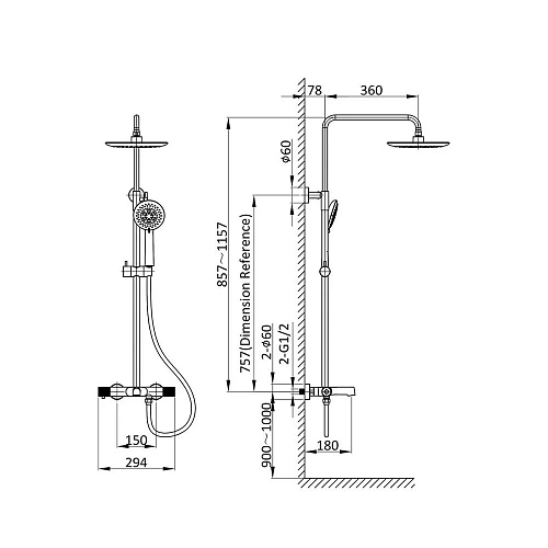 Душевая система Vincea Desire VSFS-1D1TMB термостатическая, черный Душевая система Vincea Desire VSFS-1D1TMB термостатическая, черный