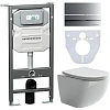 Комплект унитаза Ceramica Nova Forma Rimless CN3009 c шумоизоляцией CN1000 инсталляцией Envision клавишей смыва Flat хром матовый и креплениями CN1002M