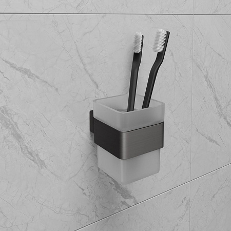 Стакан Lemark SMOOTH LINE с держателем, графит 9736015