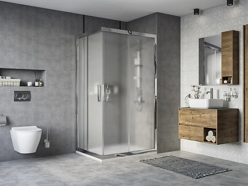 Душевой уголок STWORKI Карлстад 110x90 см профиль хром глянец, стекло матовое 467360 Душевой уголок STWORKI Карлстад 110x90 см профиль хром глянец, стекло матовое 467360