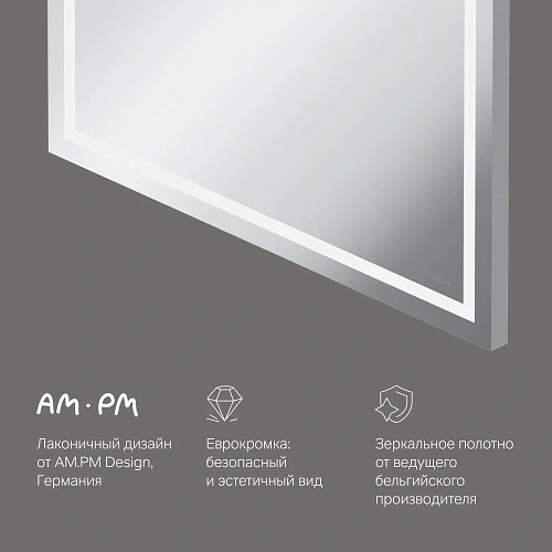 Зеркало AM.PM Gem M91AMOX0801WG с LED-подсветкой, 80 см Зеркало AM.PM Gem M91AMOX0801WG с LED-подсветкой, 80 см
