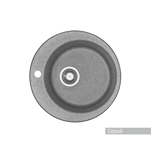 Кухонная мойка Aquaton Иверия 1A711032IV230 из литого мрамора, круглая, серая Кухонная мойка Aquaton Иверия 1A711032IV230 из литого мрамора, круглая, серая