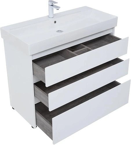 Тумба под раковину Aquanet Nova Lite 100 белый глянец (3 ящика) 00302478 Тумба под раковину Aquanet Nova Lite 100 белый глянец (3 ящика) 00302478