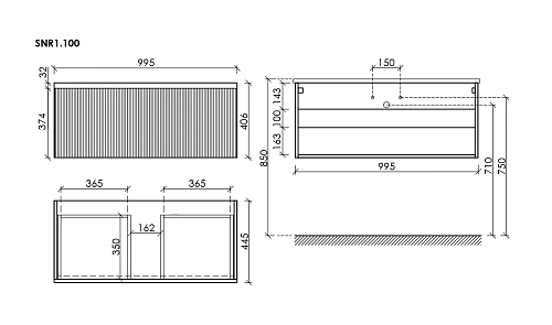 Тумба под раковину SANCOS Snob SNR1.0100CE R 1.0 995х445х406 Beige Soft подвесная Тумба под раковину SANCOS Snob SNR1.0100CE R 1.0 995х445х406 Beige Soft подвесная