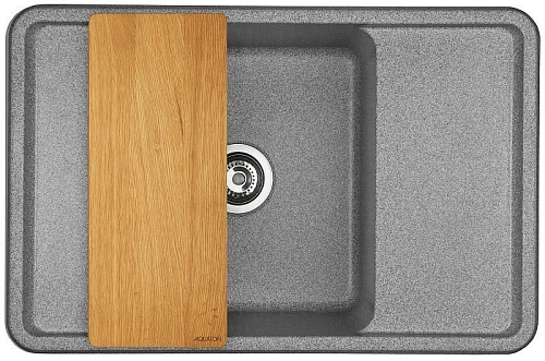 Кухонная мойка Aquaton Беллис 78 1A725032BS230 из литого мрамора, серый Кухонная мойка Aquaton Беллис 78 1A725032BS230 из литого мрамора, серый