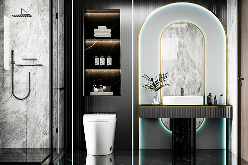Унитаз SMART ABBER Bequem AC1116S приставной с функцией биде белый с крышкой микролифт Унитаз SMART ABBER Bequem AC1116S приставной с функцией биде белый с крышкой микролифт