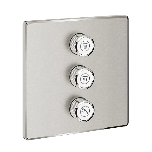 Смеситель для ванны GROHE Grohtherm SmartControl, квадратная розетка, суперсталь (29127DC0) внешняя Смеситель для ванны GROHE Grohtherm SmartControl, квадратная розетка, суперсталь (29127DC0) внешняя