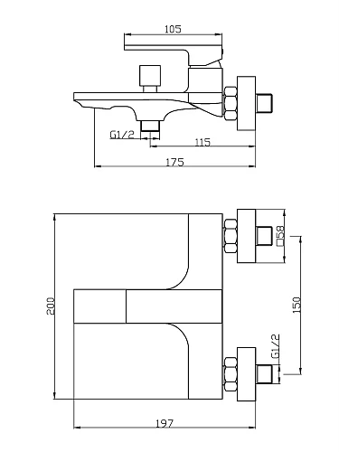 Смеситель для ванны Orange Lutz M04-100cr Смеситель для ванны Orange Lutz M04-100cr