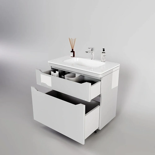 Тумба под раковину Style Line Марелла 90 Люкс антискрейтч белый глянец, PLUS напольная СС-00002417 Тумба под раковину Style Line Марелла 90 Люкс антискрейтч белый глянец, PLUS напольная СС-00002417