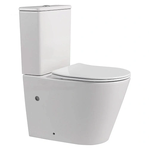 Унитаз напольный ABBER Bequem AC1112 компакт белый, безободковый с крышкой микролифт Унитаз напольный ABBER Bequem AC1112 компакт белый, безободковый с крышкой микролифт