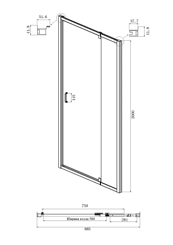 Душевая дверь Ambassador Elysium 111021104KX (1000x2000) Душевая дверь Ambassador Elysium 111021104KX (1000x2000)