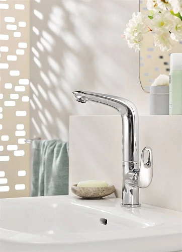 Смеситель для раковины GROHE Eurostyle new с донным клапаном и высоким изливом, хром (23569003) Смеситель для раковины GROHE Eurostyle new с донным клапаном и высоким изливом, хром (23569003)