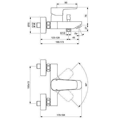 Комплект смесителей Ideal Standard Ceraplan III BD005AA Комплект смесителей Ideal Standard Ceraplan III BD005AA