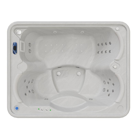 Мини бассейн Radomir г/а Делюкс 1-30-0-0-5-053С серый мрамор, Platinum, 2140х1680, рама-подставка, система слива, 3 подголовника, 27 гидромассажных форсунок, хромотерапия 2 лампы, СПА-контроллер, 12 аэромассажных форсунок, система фильтрации Скиммер, сист