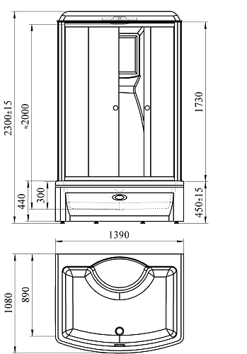 Душевая кабина Radomir Диана 108х139 1-05-1-0-0-0610 высокий поддон с каркасом, слив-перелив, стекло прозрачное, профиль белый Душевая кабина Radomir Диана 108х139 1-05-1-0-0-0610 высокий поддон с каркасом, слив-перелив, стекло прозрачное, профиль белый