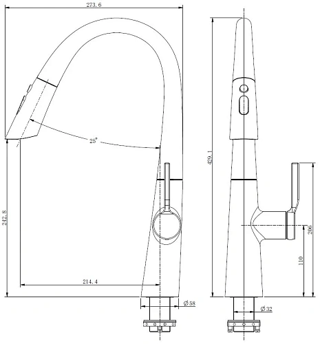 Смеситель для кухни Vincea VKF-176MB, черный Смеситель для кухни Vincea VKF-176MB, черный