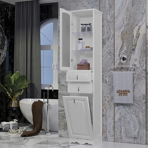 Шкаф-пенал Opadiris Риспекто 40 Z0000012636 левый с бельевой корзиной белый матовый Шкаф-пенал Opadiris Риспекто 40 Z0000012636 левый с бельевой корзиной белый матовый