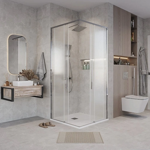 Душевая дверь GROSSMAN Galaxy 1/2.K33.01.70.10.02 (70x195) хром, стекло шиншилла Душевая дверь GROSSMAN Galaxy 1/2.K33.01.70.10.02 (70x195) хром, стекло шиншилла